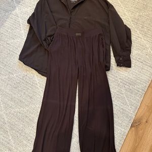 SET ACTIVE lounge button down and lounge pants - size Medium / Chocolate Brown